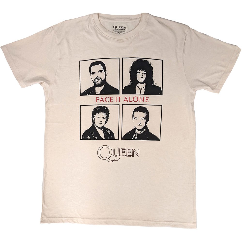 Queen - Face It Alone Squares Heren T-shirt - Creme